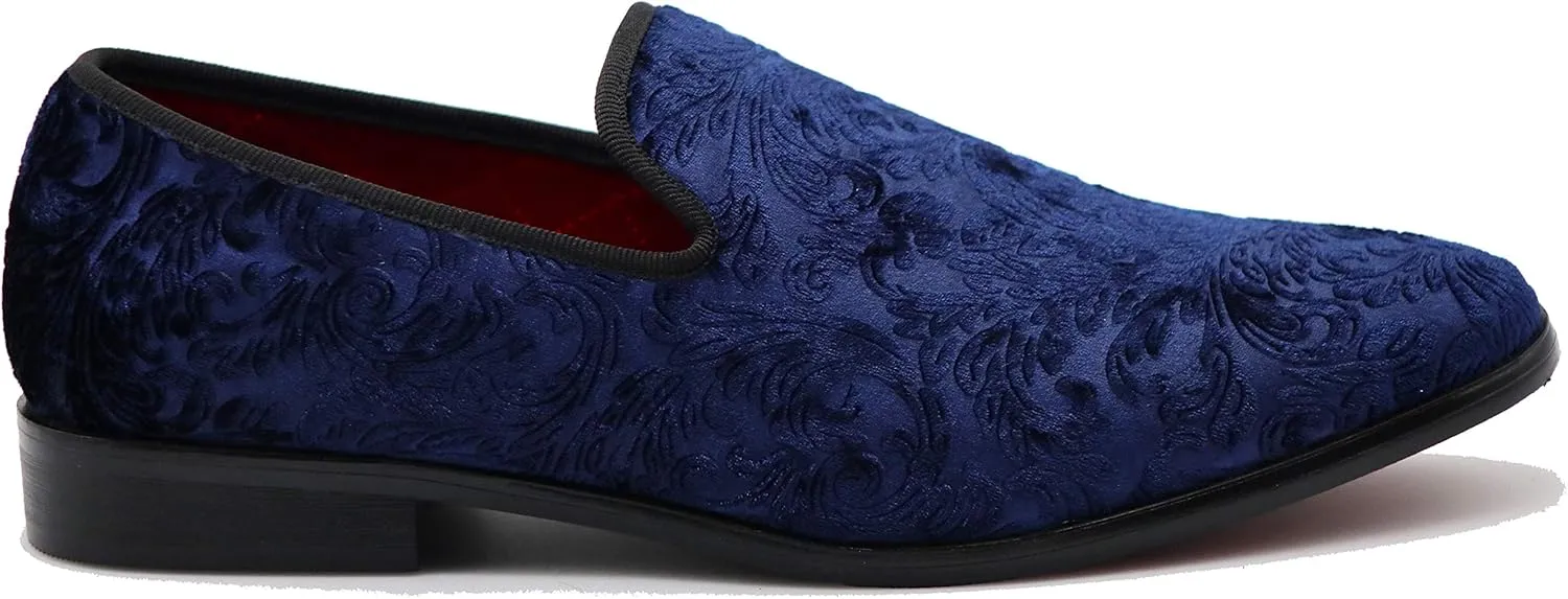 SPT03 Men's Vintage Plain Velvet Dress Loafers Slip On Shoes Classic Tuxedo Dress Shoes