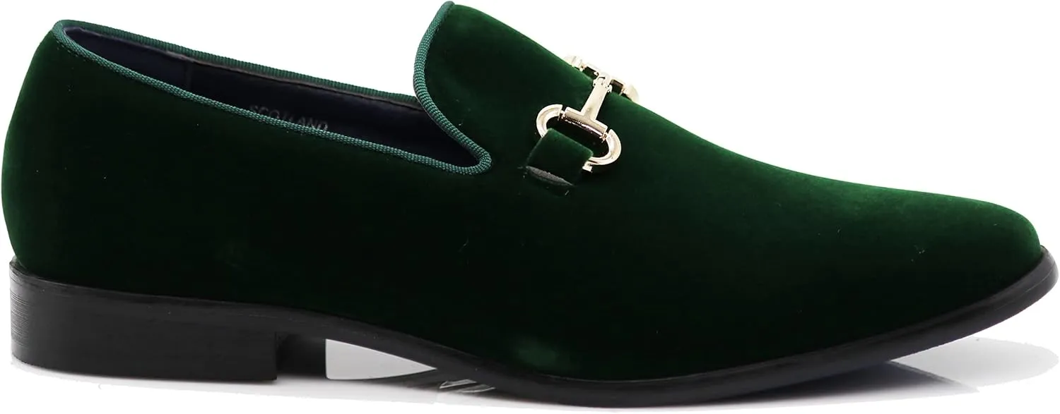 SPT03 Men's Vintage Plain Velvet Dress Loafers Slip On Shoes Classic Tuxedo Dress Shoes