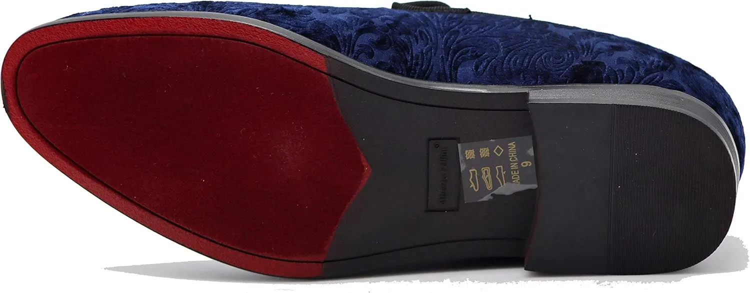 SPT03 Men's Vintage Plain Velvet Dress Loafers Slip On Shoes Classic Tuxedo Dress Shoes
