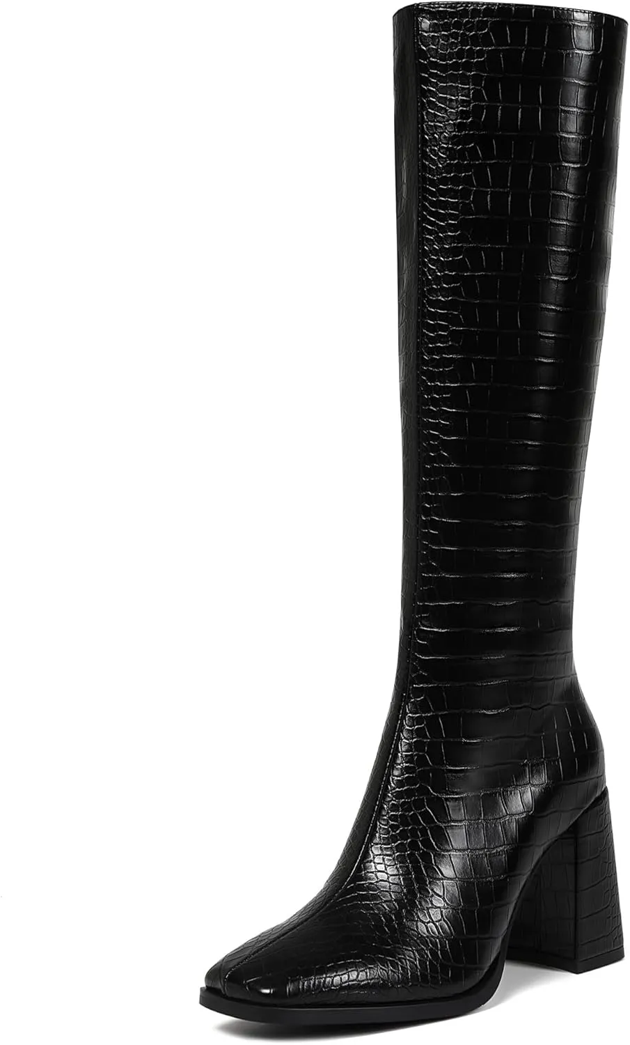 Square Toe Knee High Boots Women Chunky Block Heel Dress Tall Boots for Women High Heel GoGo Long Boots