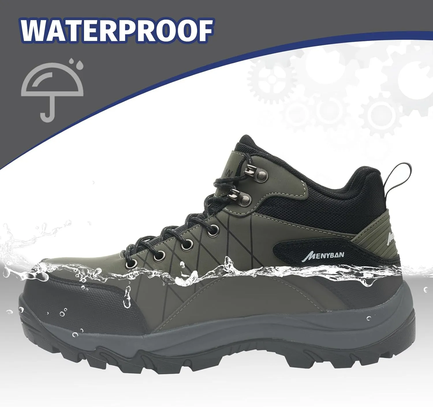 Steel Toe Boots for Men Waterproof Wide Width Slip Resistant Safety Toe Sneakers Puncture Proof Durable Construction Work Shoes for Outdoor Industrial Use