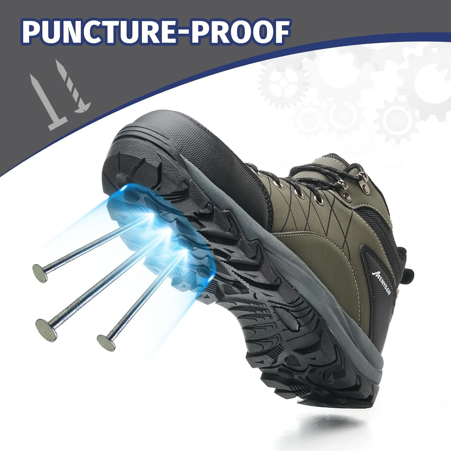 Steel Toe Boots for Men Waterproof Wide Width Slip Resistant Safety Toe Sneakers Puncture Proof Durable Construction Work Shoes for Outdoor Industrial Use