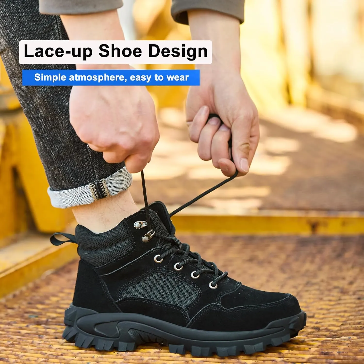 Steel Toe Boots for Men Women, Steel/Composite Toe, Leather & Canvas Upper, Lace-up, Durable Puncture Proof Slip on Indestructible High Top Work Boots