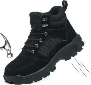 Steel Toe Boots for Men Women, Steel/Composite Toe, Leather & Canvas Upper, Lace-up, Durable Puncture Proof Slip on Indestructible High Top Work Boots