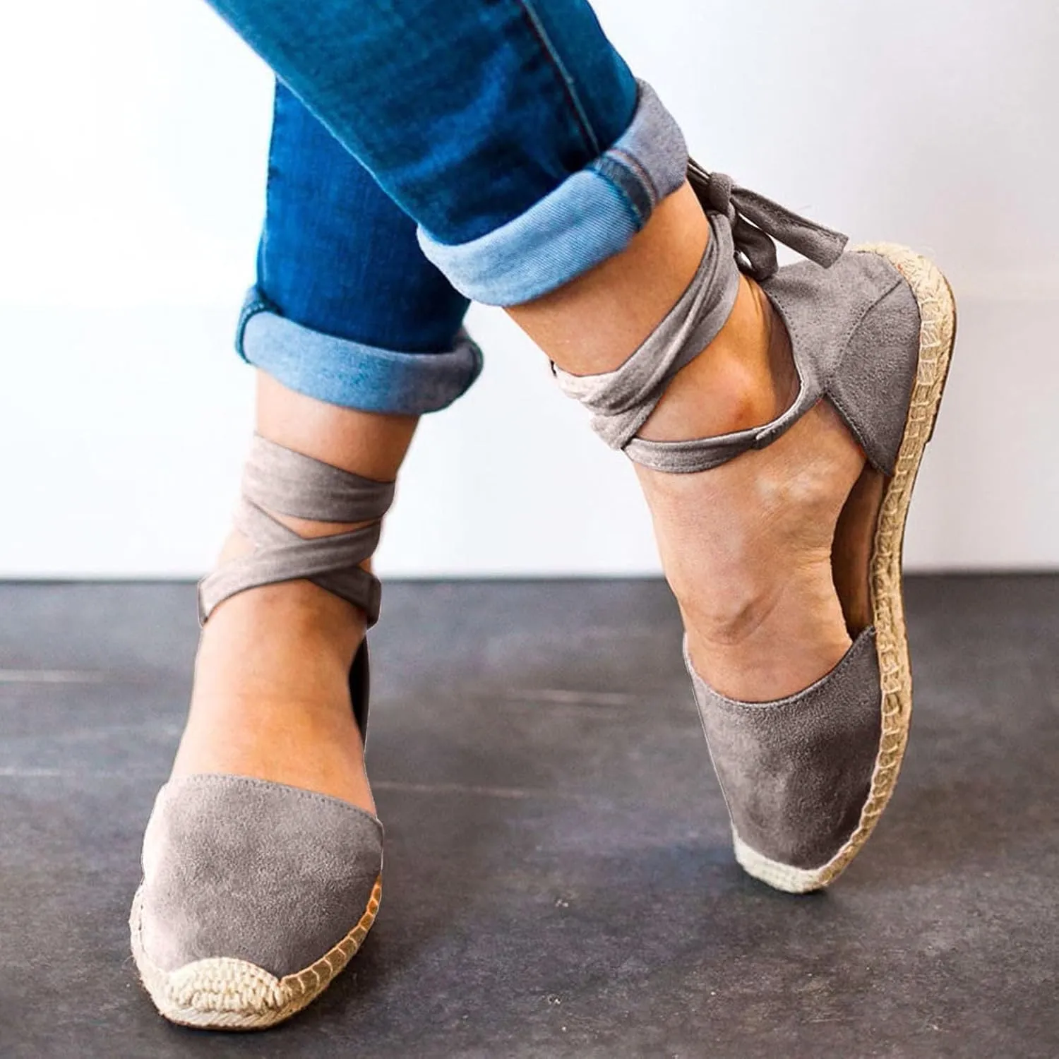 Strap Up Sandals Dressy Summer Flat for Women Spring Retro Work Office 2024 Solid Beach Falt Ladies Trendy Cover Heel, 7, Black,khaki,pink,army Green