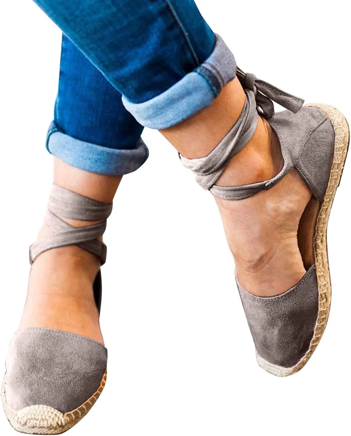 Strap Up Sandals Dressy Summer Flat for Women Spring Retro Work Office 2024 Solid Beach Falt Ladies Trendy Cover Heel, 7, Black,khaki,pink,army Green