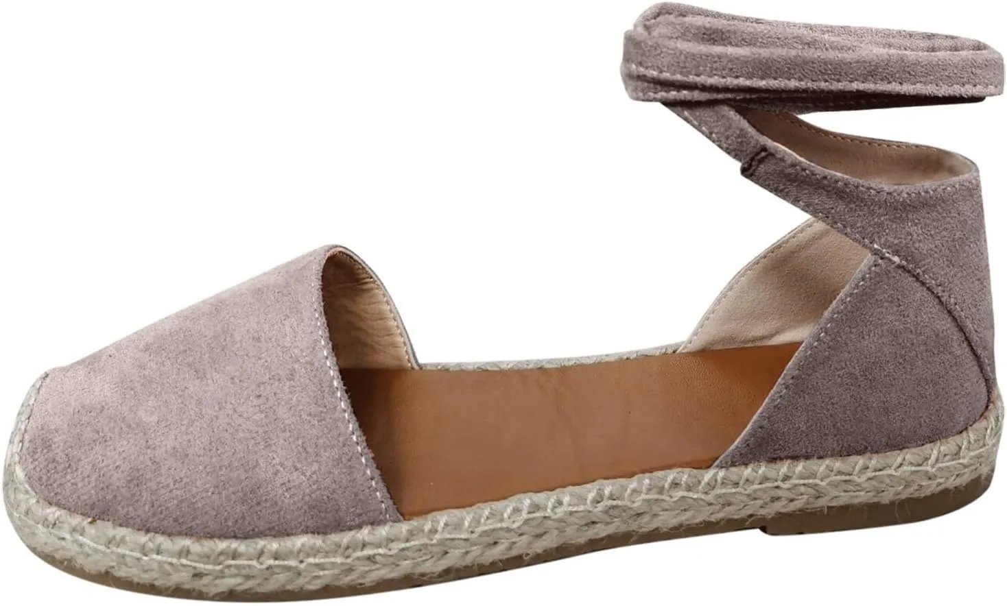 Strap Up Sandals Dressy Summer Flat for Women Spring Retro Work Office 2024 Solid Beach Falt Ladies Trendy Cover Heel, 7, Black,khaki,pink,army Green