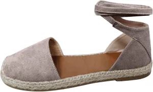 Strap Up Sandals Dressy Summer Flat for Women Spring Retro Work Office 2024 Solid Beach Falt Ladies Trendy Cover Heel, 7, Black,khaki,pink,army Green