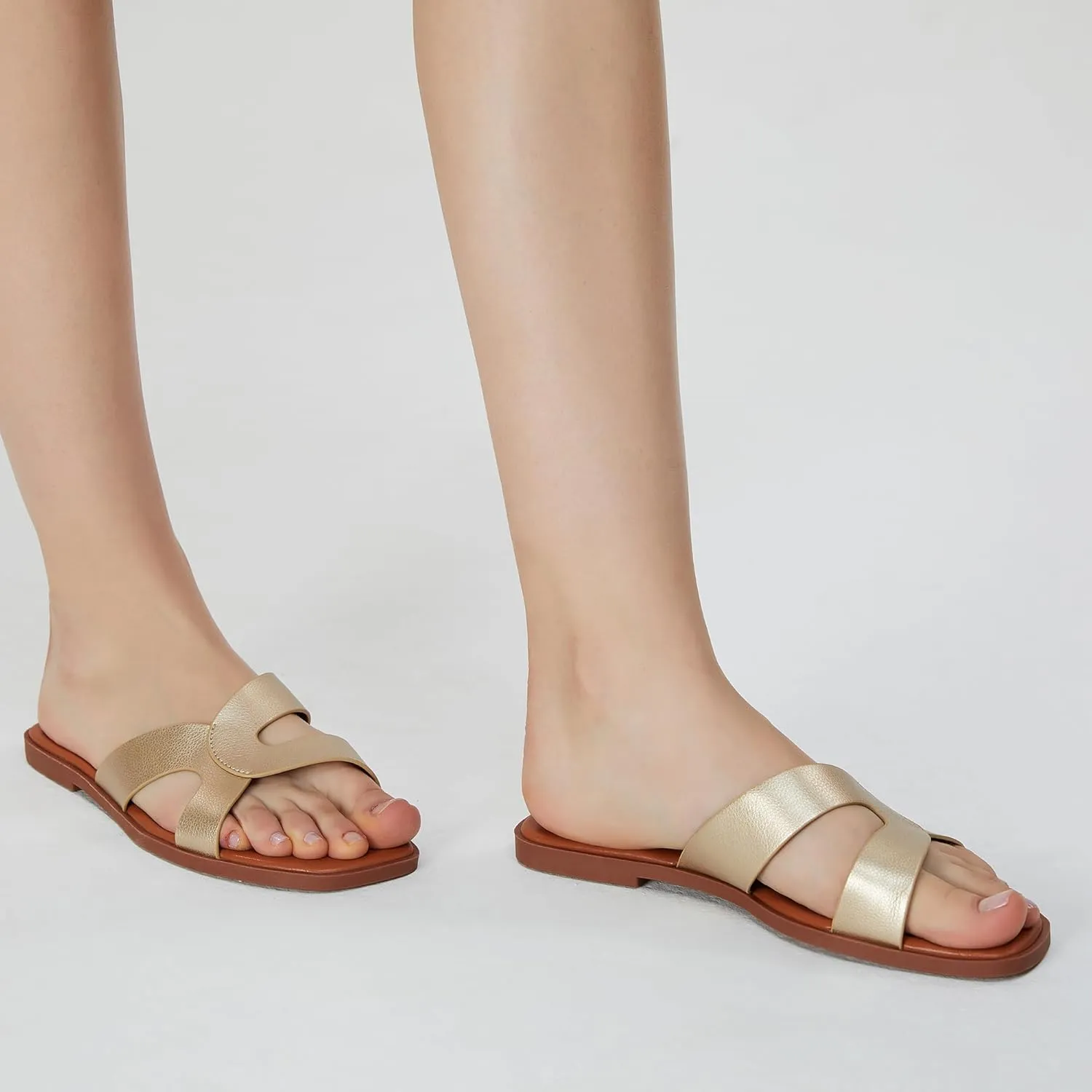 Stratuxx Kaze Womens Flat Sandals Flat Slide Sandals White,Black, Brown,Metallic Flat Sandals Leopard