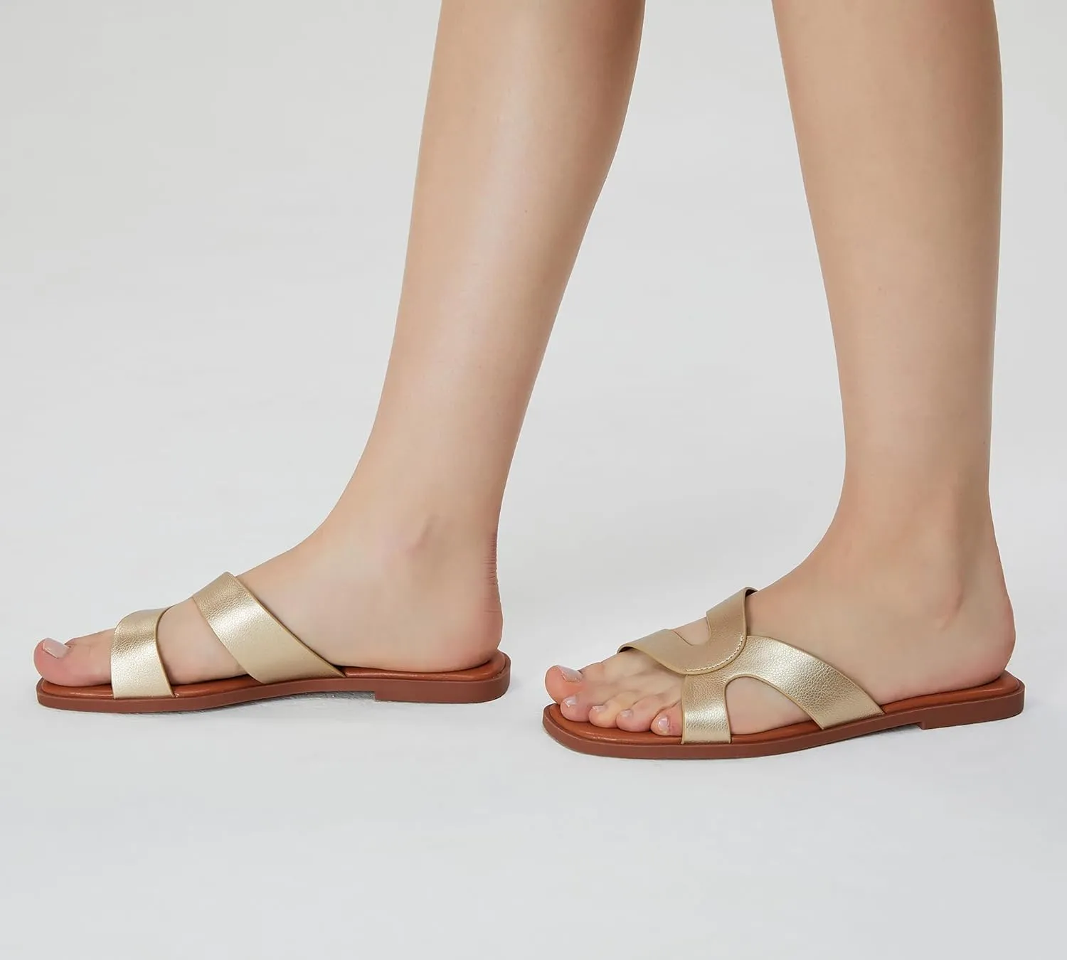 Stratuxx Kaze Womens Flat Sandals Flat Slide Sandals White,Black, Brown,Metallic Flat Sandals Leopard