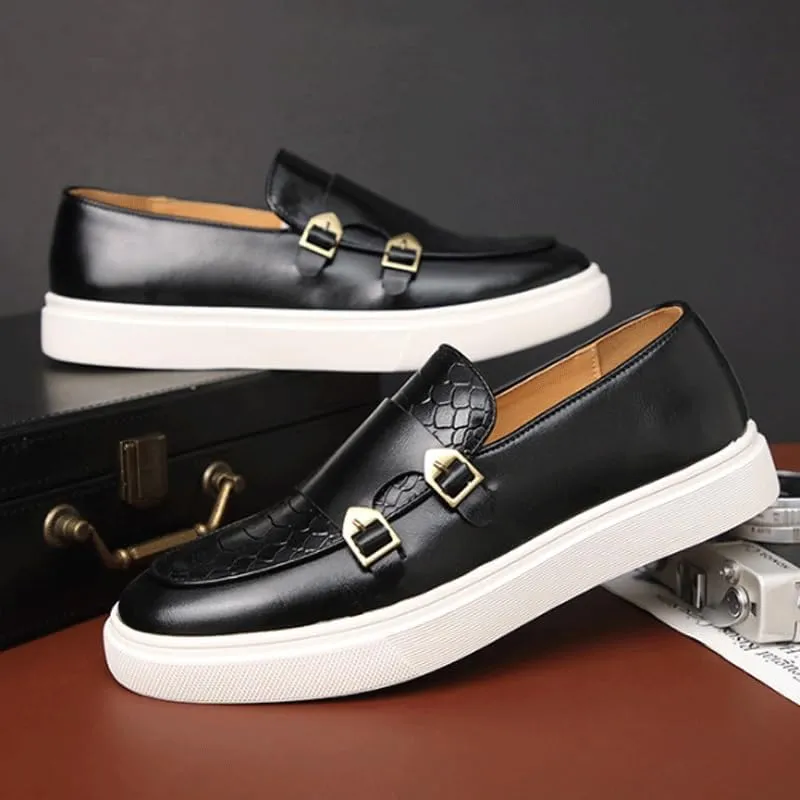 Stylish Men's Leather Chunky Platform Penny Loafers with Non-Slip Lug Sole, Perfect for Office, Business, and Casual Outfits