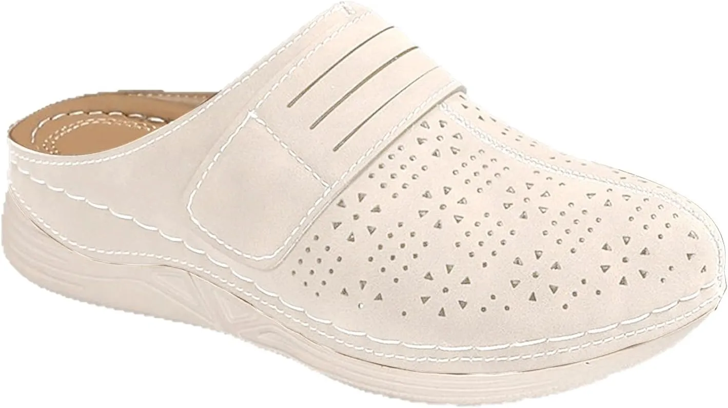Summer Clogs for Women Comfortable Arch Support Closed Toe Clogs Casual Non Slip Orthopedic Slippers Breathable Mesh Walking Mules Backless Low Wedge Slip on Shoes