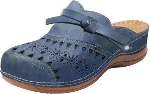 Summer Mules for Women Lightweight Breathable Mesh Walking Clogs Comfortable Non Slip Orthopedic Shoes with Arch Support Dressy Closed Toe Slip On Slippers Casual Open Back Shoes