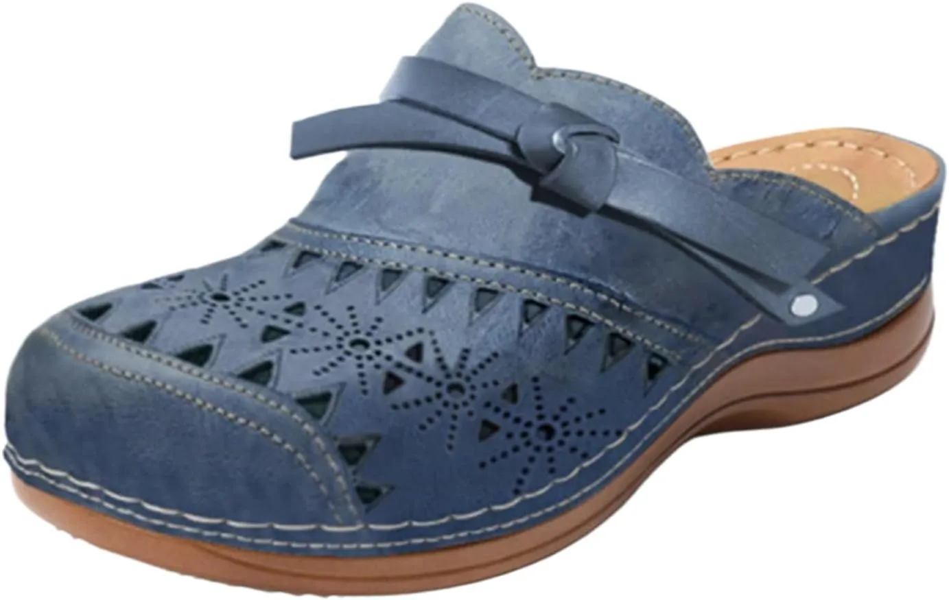 Summer Mules for Women Lightweight Breathable Mesh Walking Clogs Comfortable Non Slip Orthopedic Shoes with Arch Support Dressy Closed Toe Slip On Slippers Casual Open Back Shoes