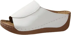 Summer Sandals for Women 2025 Platform Wedge Comfy 𝗟ounge Wide Slides Breathable Leather Non Slip Walking Casual Trendy