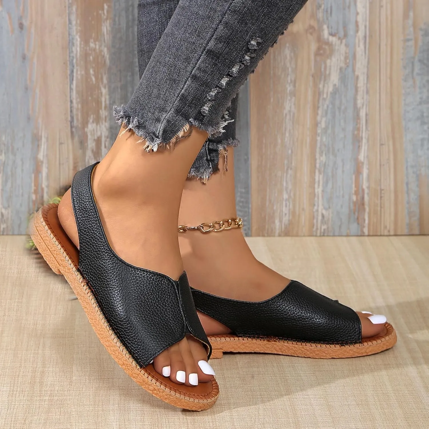 Summer Sandals for Women Open Toe Flat Sandals Summer Beach Shoes Casual Slingback Sandal Comfortable Sandal 2025
