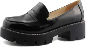 Sungtin Women's Slip-on Platform Loafers Chunky Mid Heel School Uniform Goth Shoes Oxford Pumps