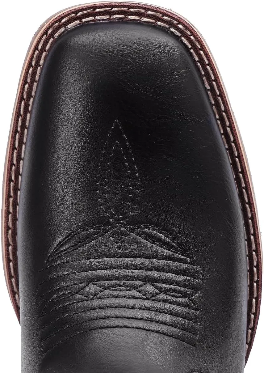 Suokdil Cowboy Boots for Men - Men's Western Boots with Embroidery, Slip Resistant Square Toe Chunky Heel, Durable and Fashionable Retro Classic Footwear for Spring and Fall