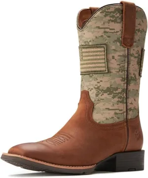 SUREWAY Cowboy Boots For Men - Mens Square Toe Western Boot With Flag,Oil/Slip Resistant,Durable Fashionable Classic Pull on 10 Inch Boots