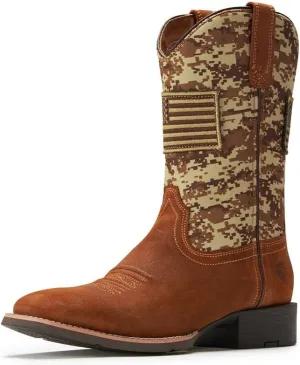 SUREWAY Cowboy Boots For Men - Mens Square Toe Western Boot With Flag,Oil/Slip Resistant,Durable Fashionable Classic Pull on 10 Inch Boots