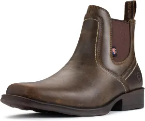 SUREWAY Mens Western Chelsea Cowboy Boots, Square Toe Casual/Work/Dress Boots, Ankle Length, Retro Stylish, Durable Comfortable, All-Weather