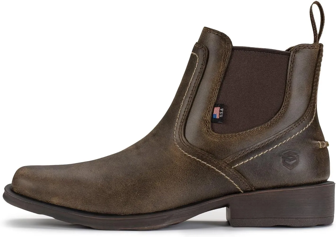 SUREWAY Mens Western Chelsea Cowboy Boots, Square Toe Casual/Work/Dress Boots, Ankle Length, Retro Stylish, Durable Comfortable, All-Weather