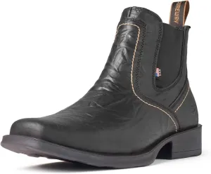 SUREWAY Mens Western Chelsea Cowboy Boots, Square Toe Casual/Work/Dress Boots, Ankle Length, Retro Stylish, Durable Comfortable, All-Weather