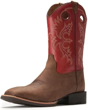 SUREWAY Western Boots For Men - Mens Square Toe Cowboy Boot,Oil/Slip Resistant,Durable Fashionable Classic Pull on 10 Inch Boots,Mid Calf Soft toe Wellington Boots