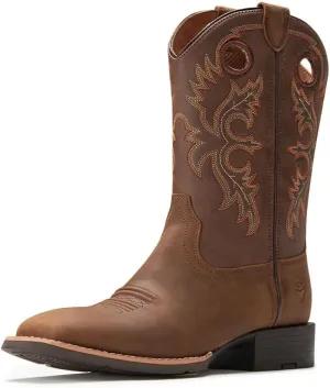 SUREWAY Western Boots For Men - Mens Square Toe Cowboy Boot,Oil/Slip Resistant,Durable Fashionable Classic Pull on 10 Inch Boots,Mid Calf Soft toe Wellington Boots