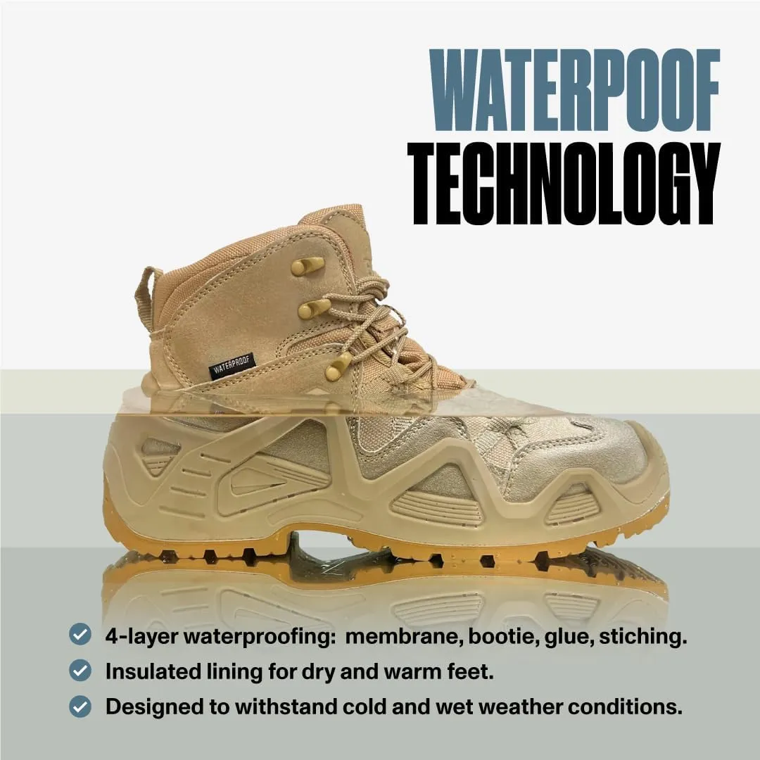 Tactical Men's Hiking Boots - Waterproof, Durable & Lightweight, 6 Inch, Military & Combat Boots