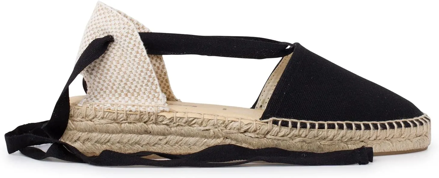 Tamarita Authentic Spanish Espadrille Wedge Sandals for Women - Sustainable, Eco Friendly, Vegan Shoes. Classic Style, Organic Cotton Canvas Upper, Comfy Insole, Jute Midsole, Rubber Sole. Made in Spain