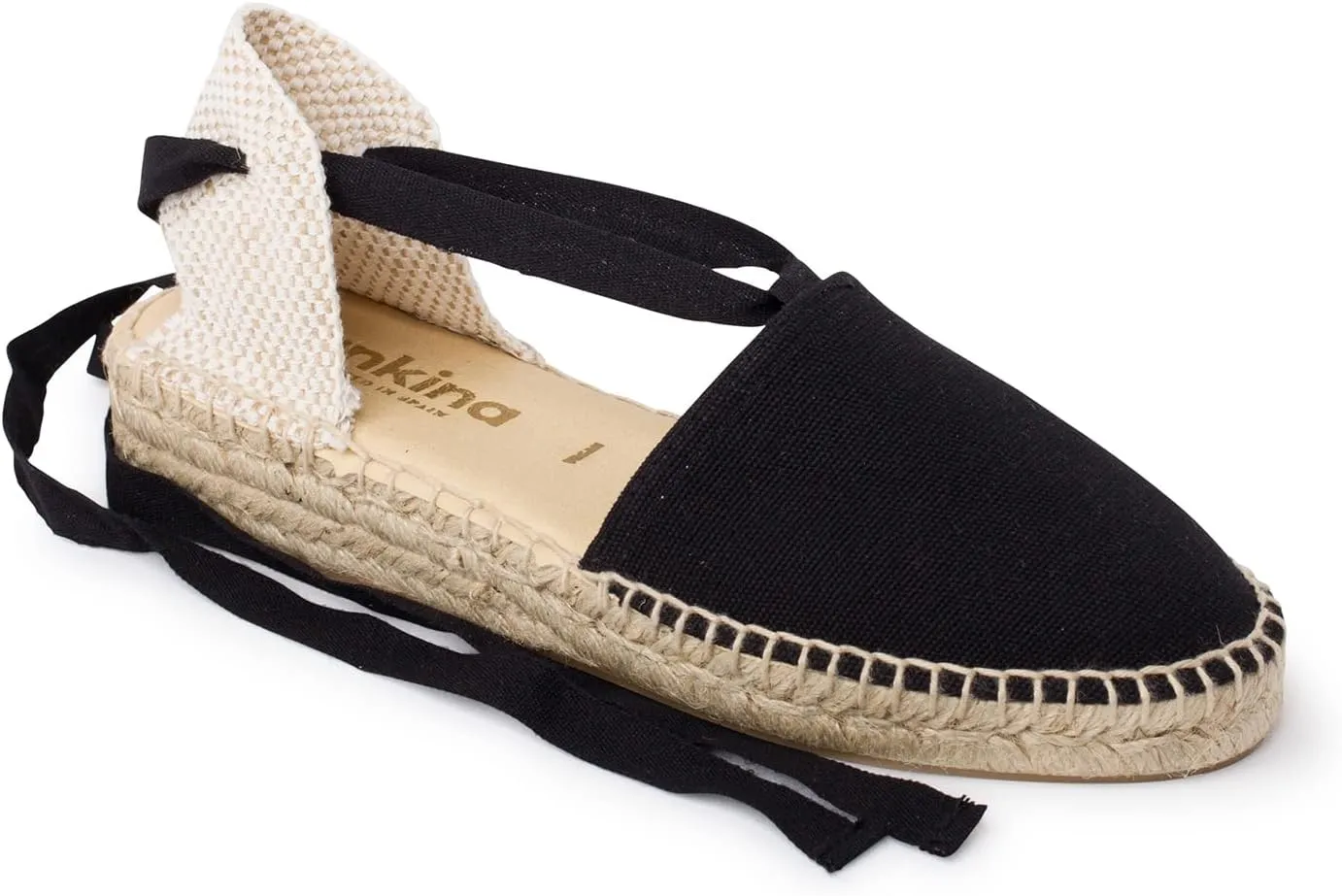 Tamarita Authentic Spanish Espadrille Wedge Sandals for Women - Sustainable, Eco Friendly, Vegan Shoes. Classic Style, Organic Cotton Canvas Upper, Comfy Insole, Jute Midsole, Rubber Sole. Made in Spain