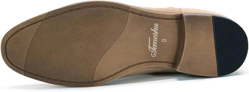 Temeshu Men's Chelsea Slip-on Suede Boots, Genuine Leather Boots, Waterproof Casual Oxford Dress Ankle Bootie MS05