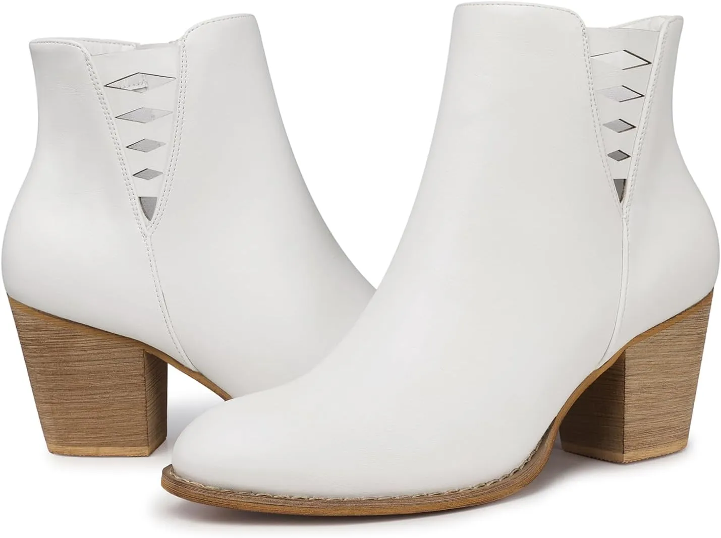 TEMOFON Ankle Boots for Women Booties: Suede Short Boot with Chunky Low Heel, Almond Toe Comfortable Dressy Shoes Side Zipper 2024 Trendy Fall