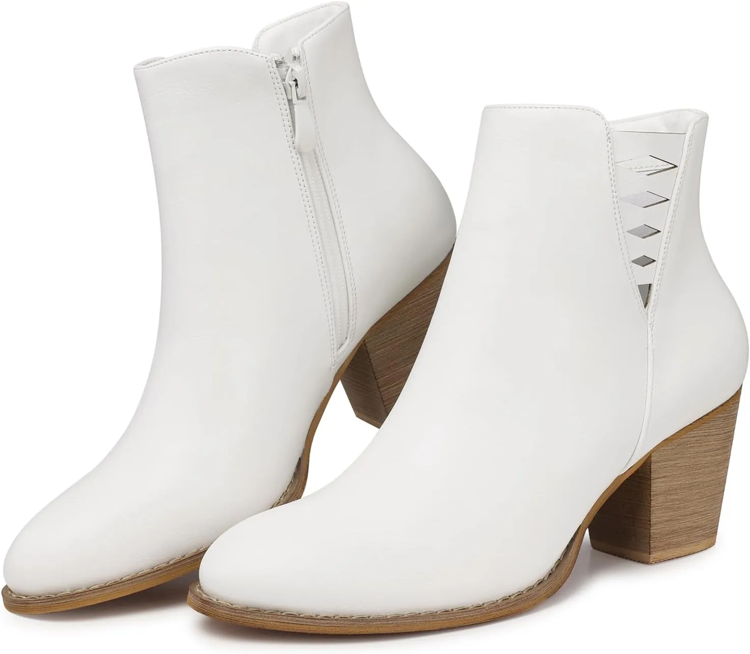 TEMOFON Ankle Boots for Women Booties: Suede Short Boot with Chunky Low Heel, Almond Toe Comfortable Dressy Shoes Side Zipper 2024 Trendy Fall