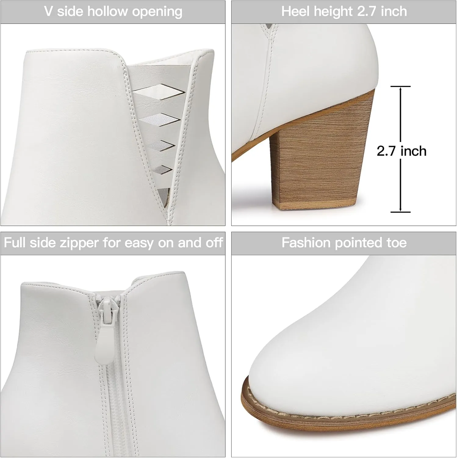 TEMOFON Ankle Boots for Women Booties: Suede Short Boot with Chunky Low Heel, Almond Toe Comfortable Dressy Shoes Side Zipper 2024 Trendy Fall