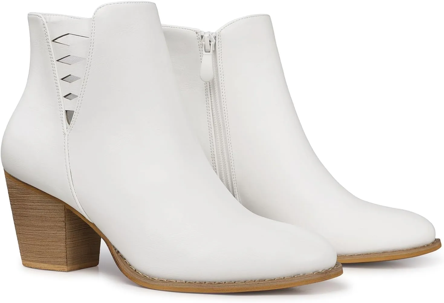 TEMOFON Ankle Boots for Women Booties: Suede Short Boot with Chunky Low Heel, Almond Toe Comfortable Dressy Shoes Side Zipper 2024 Trendy Fall