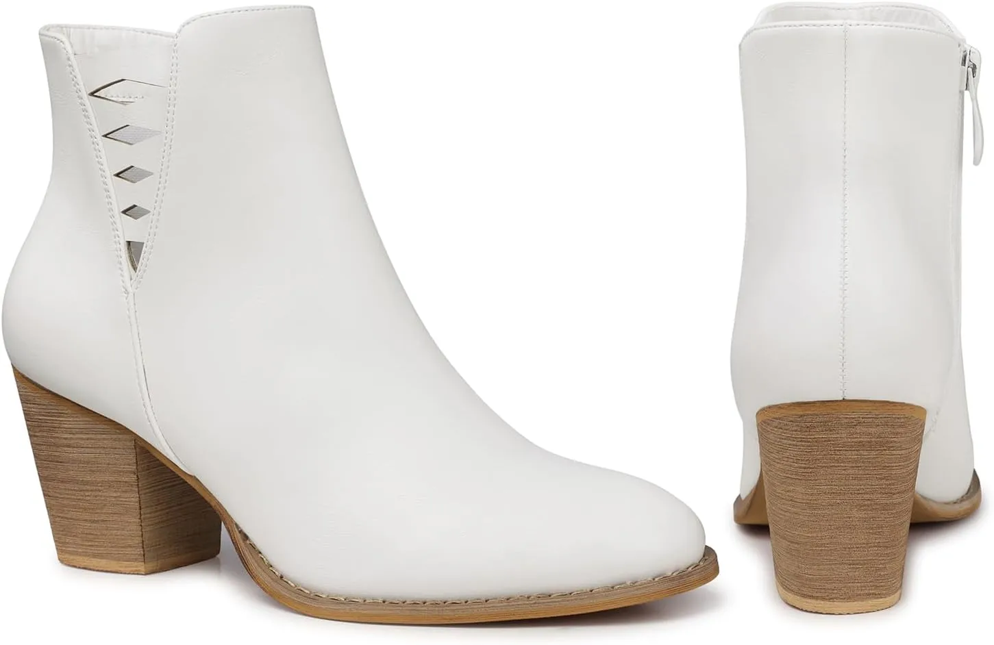 TEMOFON Ankle Boots for Women Booties: Suede Short Boot with Chunky Low Heel, Almond Toe Comfortable Dressy Shoes Side Zipper 2024 Trendy Fall