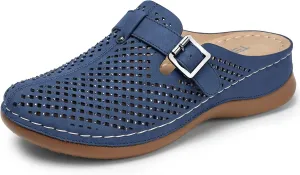 TEMOFON Clogs for Women Mules Slip on: Closed Toe Sandals, Summer Shoes Dressy, Comfortable Walking Wedge Clogs