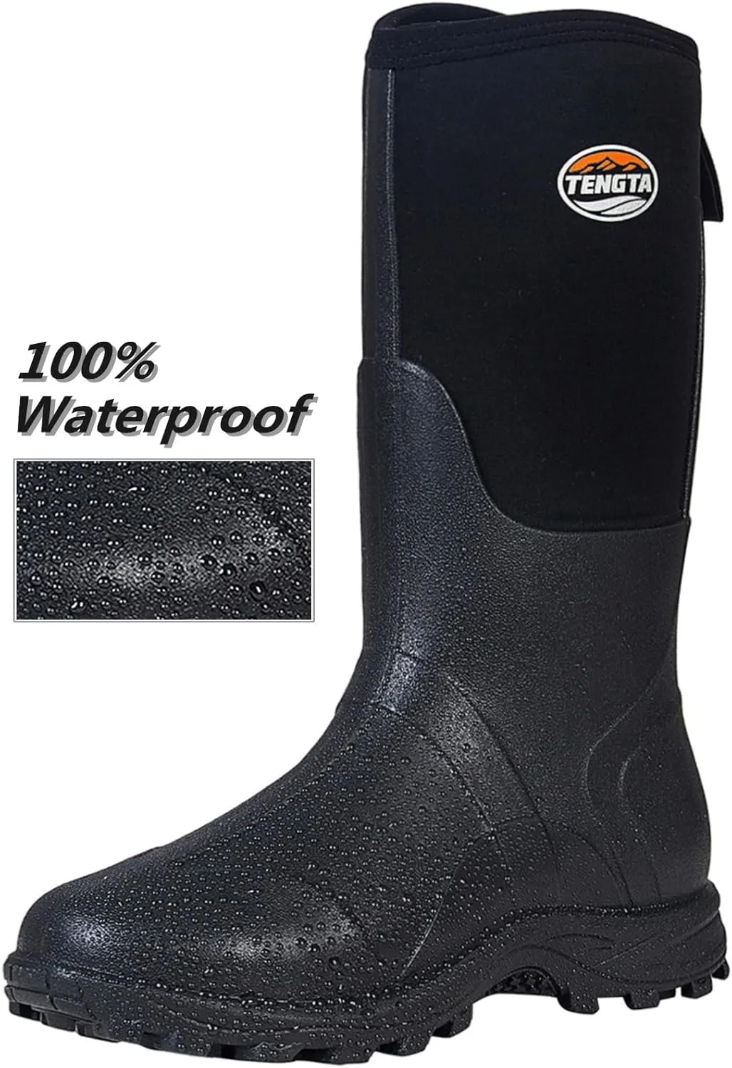 TENGTA Narrow Fit Waterproof Rubber Rain Boots for Men and Women - Durable 6mm Neoprene Insulated, Ideal for Hunting, Farming & Outdoor Work