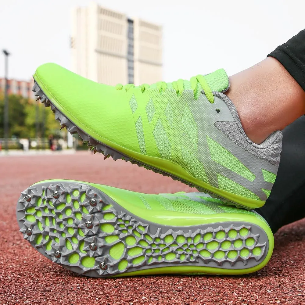 THESTRON Men Women Kids Track and Field Shoes Professional 8 Spikes Running Racing Sneakers Breathable Lightweight Sprinting Shoes