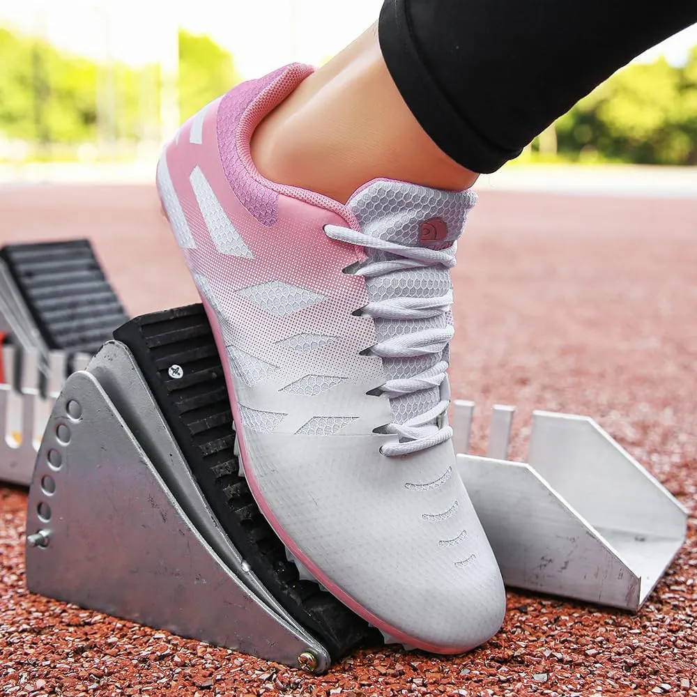 THESTRON Men Women Kids Track and Field Shoes Professional 8 Spikes Running Racing Sneakers Breathable Lightweight Sprinting Shoes