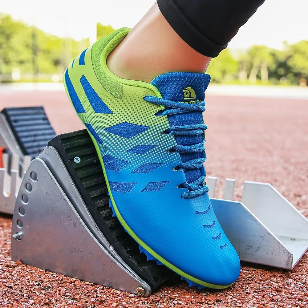 THESTRON Men Women Kids Track and Field Shoes Professional 8 Spikes Running Racing Sneakers Breathable Lightweight Sprinting Shoes