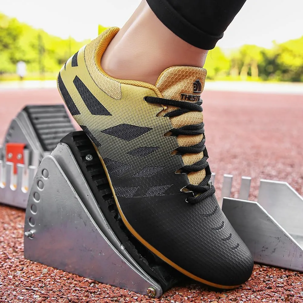 THESTRON Men Women Kids Track and Field Shoes Professional 8 Spikes Running Racing Sneakers Breathable Lightweight Sprinting Shoes
