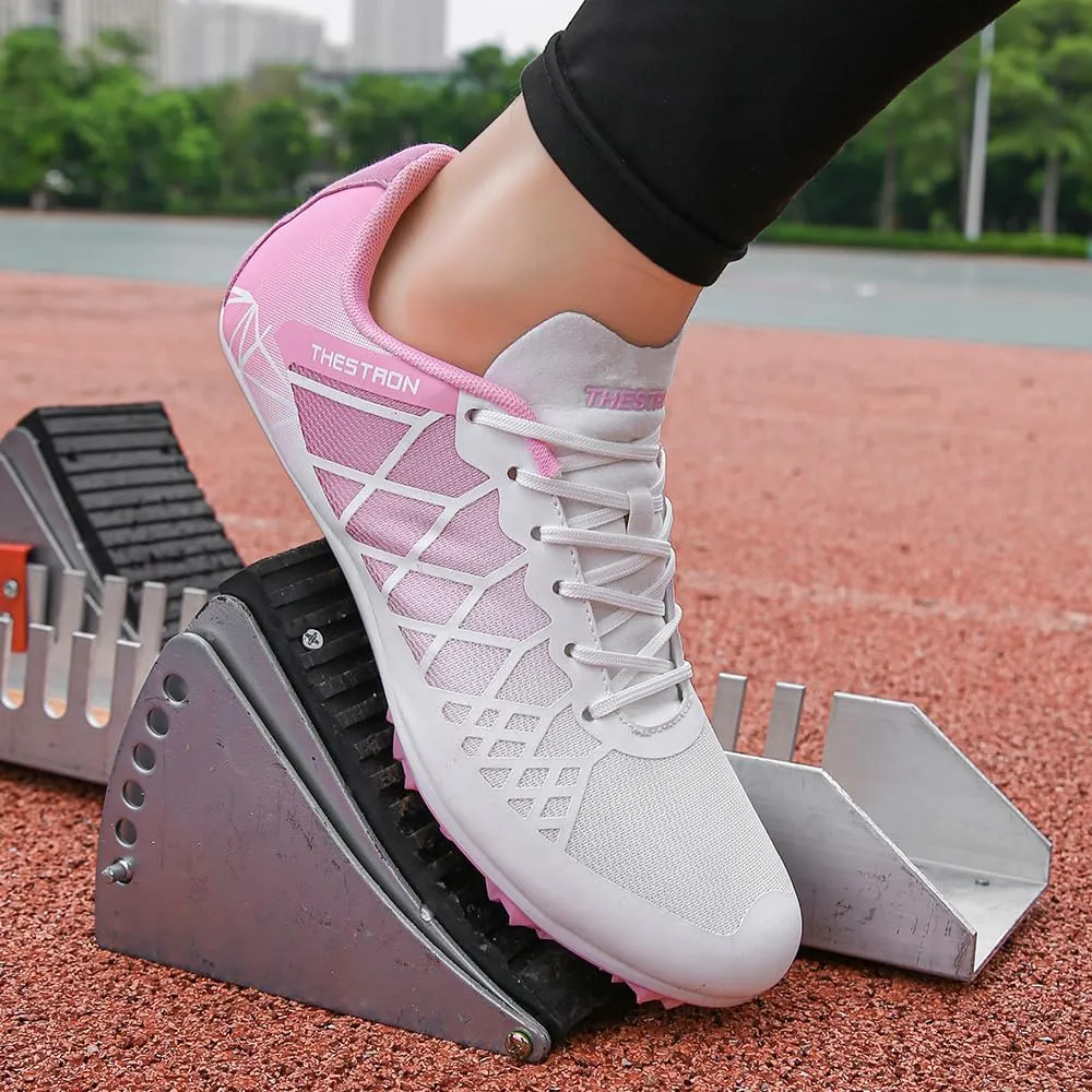 THESTRON Professional Spikes Track & Field Shoes for Men Women Kids Breathable Racing Jumping Sprint Running Sneakers