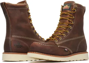 Thorogood American Heritage 8” Steel Toe Work Boots for Men - Full-Grain Leather with Moc Toe, Slip-Resistant Wedge Outsole, and Comfort Insole; EH Rated