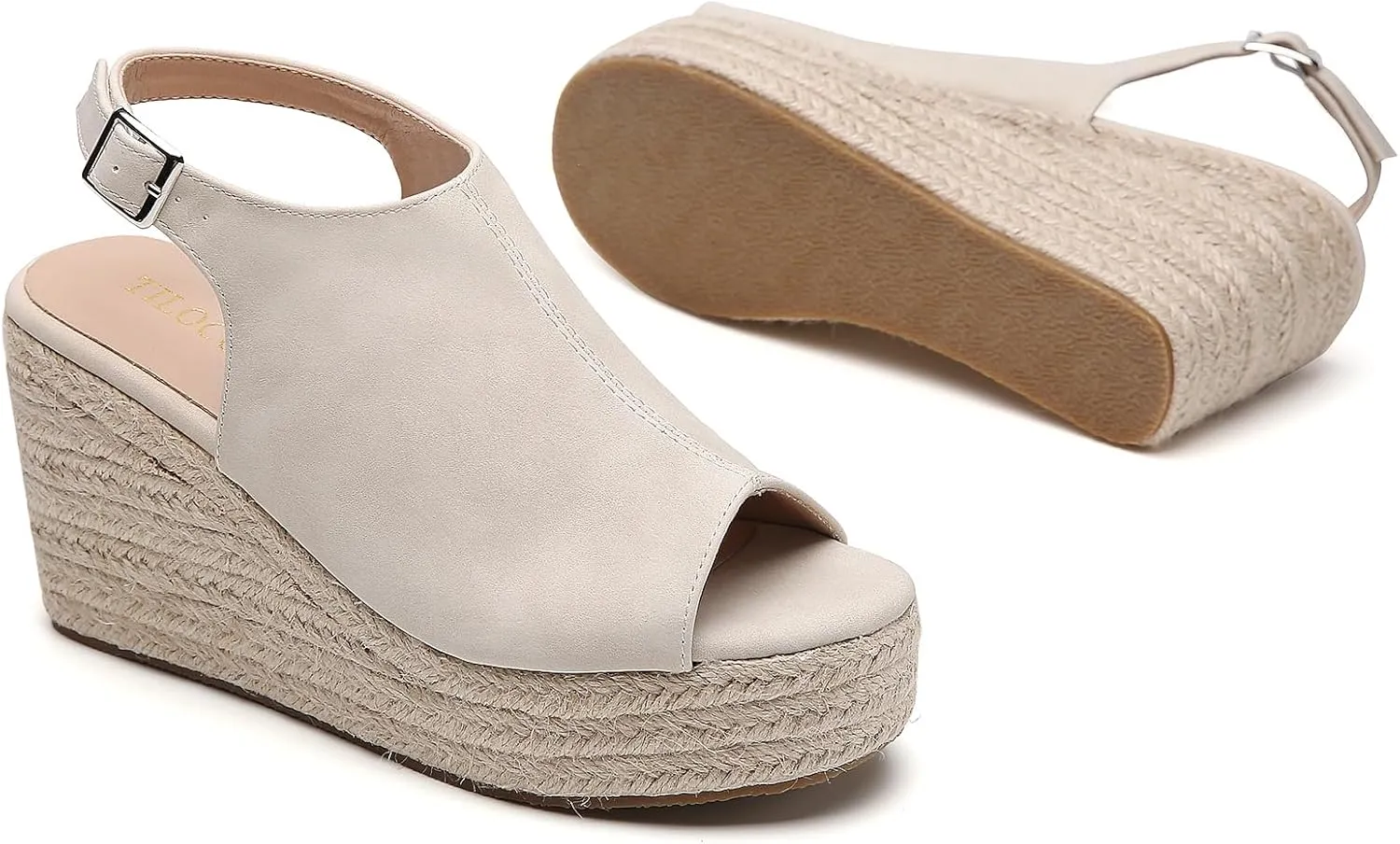 Tilocow Espadrilles Wedges for Women Open Toe Ankle Strap Platform Dressy Casual Sandals Travel Slides