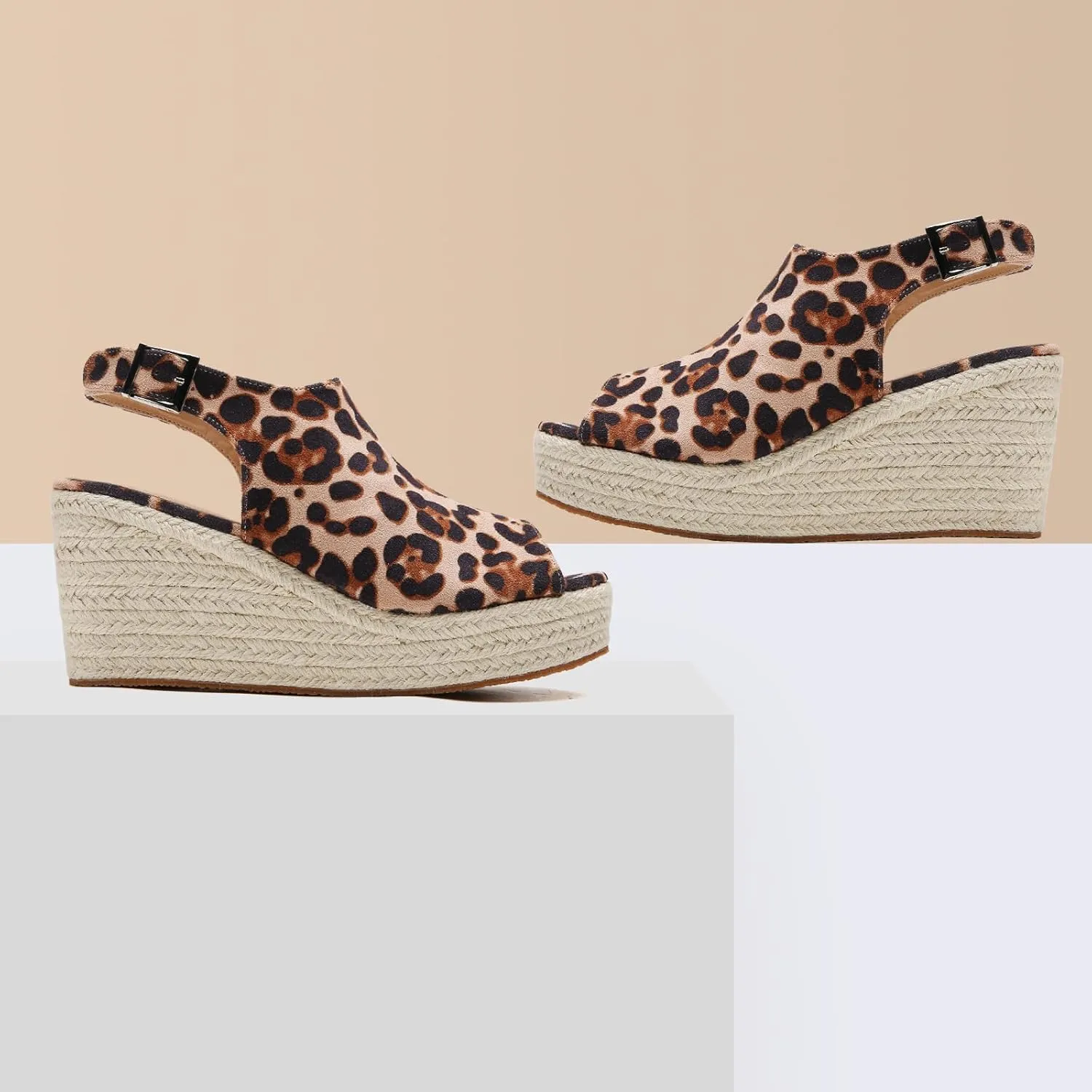 Tilocow Espadrilles Wedges for Women Open Toe Ankle Strap Platform Dressy Casual Sandals Travel Slides