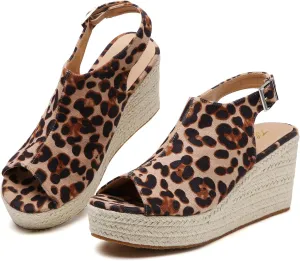 Tilocow Espadrilles Wedges for Women Open Toe Ankle Strap Platform Dressy Casual Sandals Travel Slides