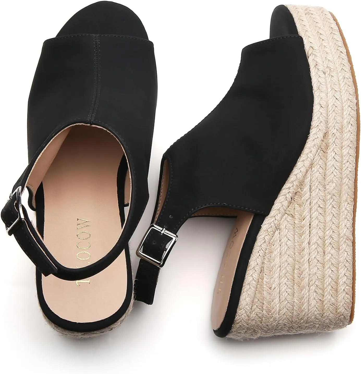 Tilocow Espadrilles Wedges for Women Open Toe Ankle Strap Platform Dressy Casual Sandals Travel Slides